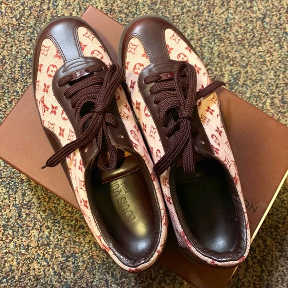 Vintage Louis Vuitton Monogram Canvas Sneakers in Red - Picture 1 of 5